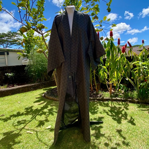 NEW Men’s Kimono Robe Yukata Long Sandals Belt and Pouch Bag - Picture 3 of 17